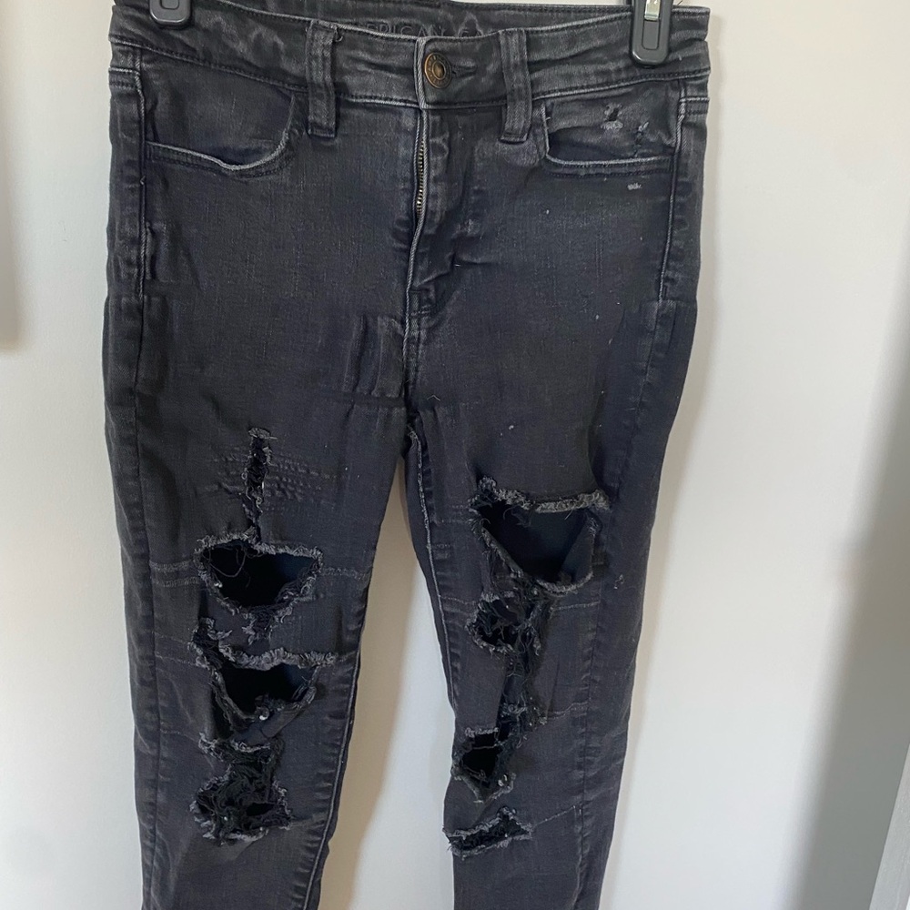 American Eagle Distressed Black Jeans for Women